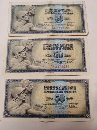 50 Dinari Jugoslavia 3 Banconote