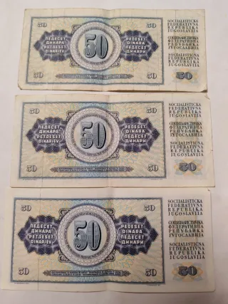 50 Dinari Jugoslavia 3 Banconote