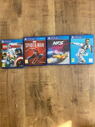 4 Juegos PS4: LEGO Avengers, Spider-Man, NFS, FIFA