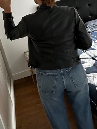 Cazadora de cuero negra piel ovino 