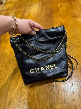 Bolso Chanel Piel Negro Cadena Dorada