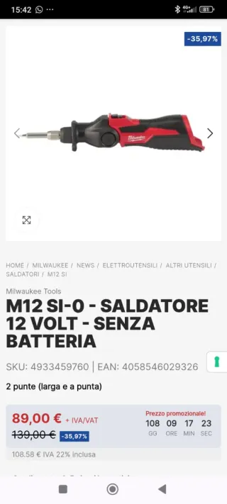 Saldatrice Milwaukee M12 SI