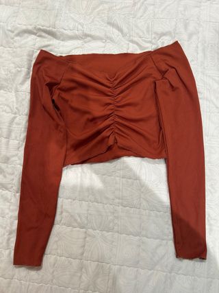 Top Shein Naranja Ruched