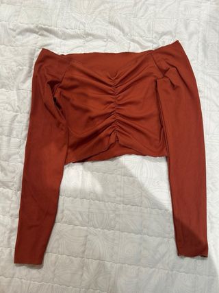 Top Shein Naranja Ruched