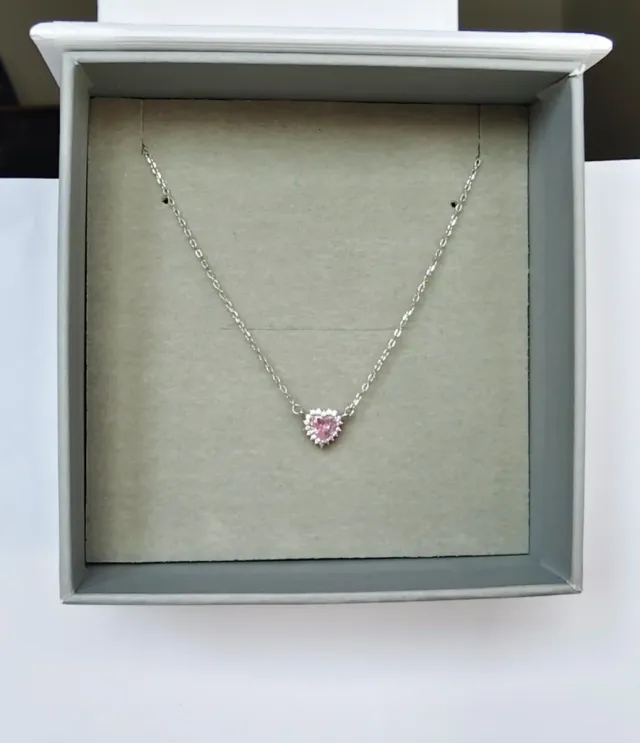 Colgante Corazón Rosa y Plata