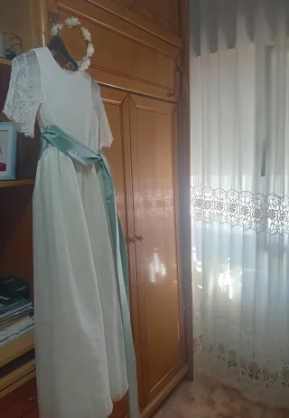 Vestido de comunión niña blanco con fajín