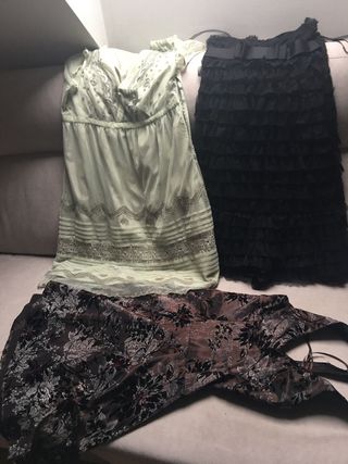 3Vestidos de fiesta. verde mint. negro  talla m /l