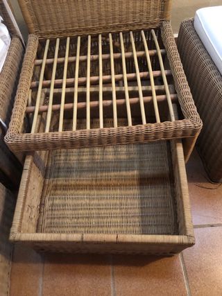 Sofá exterior esquinero mimbre y tela