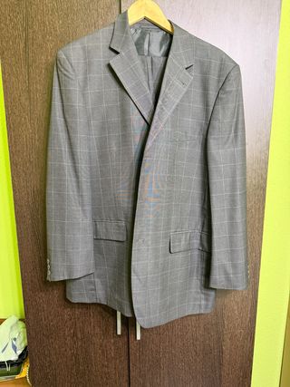 Traje de hombre gris cuadros talla 44