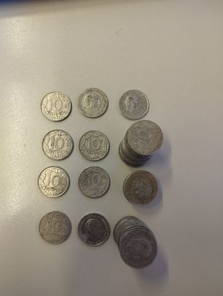 Lote 52 monedas 10 céntimos de peseta