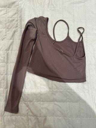 Top Pull&Bear Morado Asimétrico Manga Larga