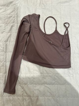 Top Pull&Bear Morado Asimétrico Manga Larga