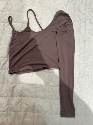 Top Pull&Bear Morado Asimétrico Manga Larga
