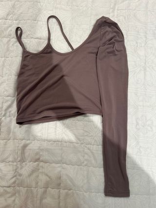 Top Pull&Bear Morado Asimétrico Manga Larga