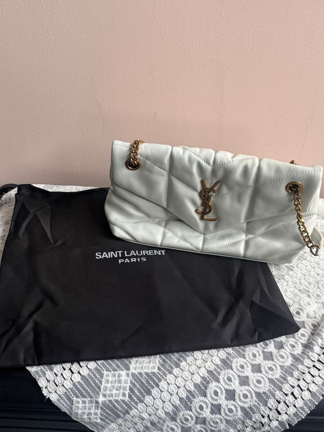 Bolso YSL Piel Cordero Blanco Cadena Oro