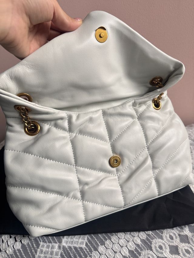 Bolso YSL Piel Cordero Blanco Cadena Oro