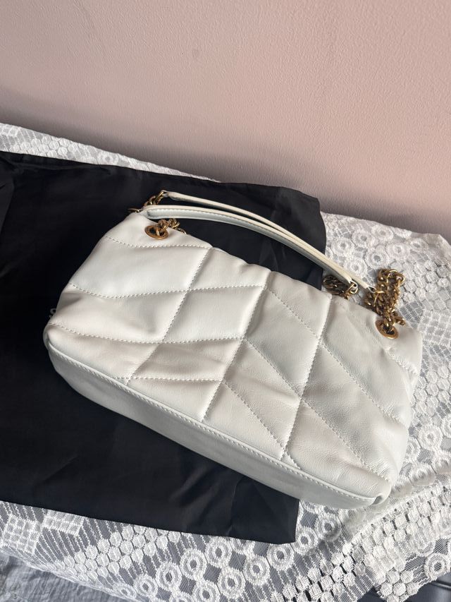 Bolso YSL Piel Cordero Blanco Cadena Oro