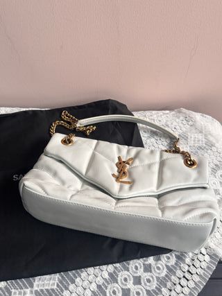 Bolso YSL Piel Cordero Blanco Cadena Oro