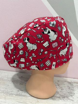 Gorro Quirúrgico Perros Rojo y Blanco