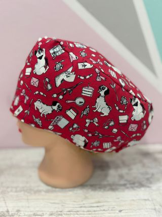 Gorro Quirúrgico Perros Rojo y Blanco