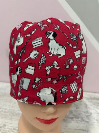 Gorro Quirúrgico Perros Rojo y Blanco