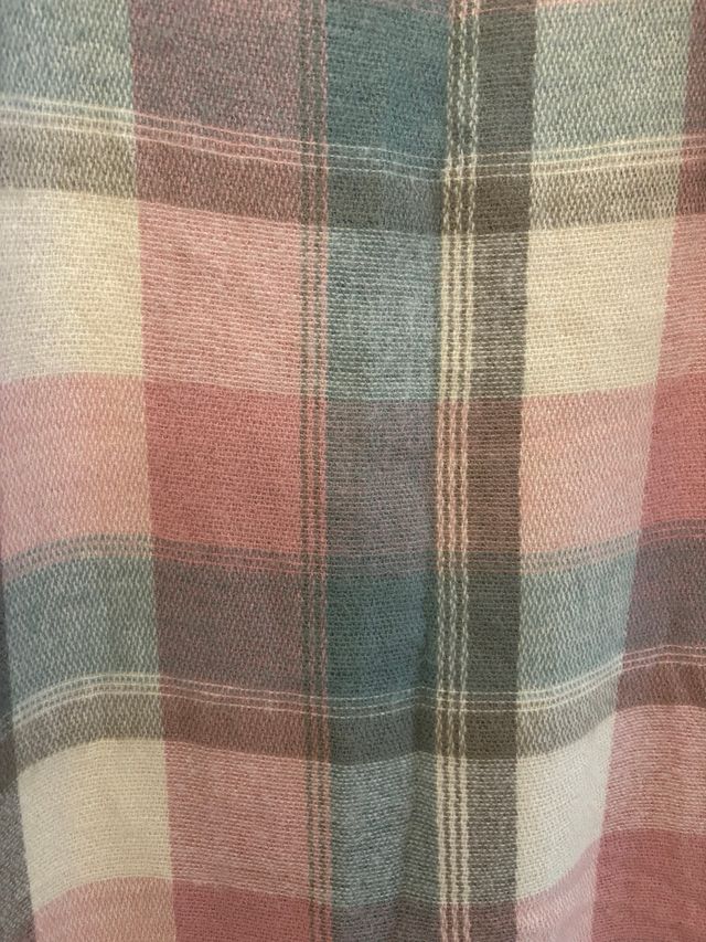 Bufanda Chal Cuadros Rosa, beig, marrón y azul