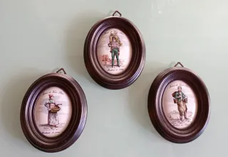 3 placche ceramica ovali dipinte a mano