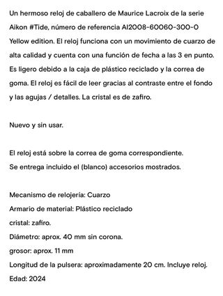 Reloj Maurice Lacroix Amarillo y Negro