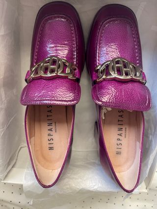 Zapatos Hispanitas Talla 39 Morado y Dorado