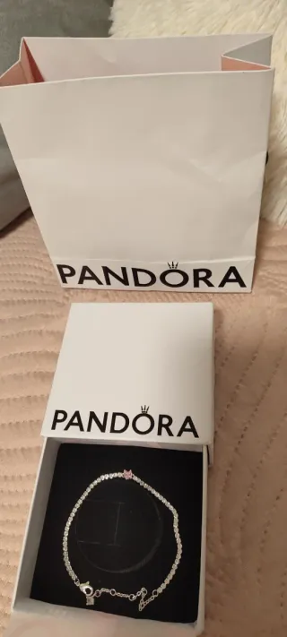 Pulsera Pandora Plata Corazón Rosa