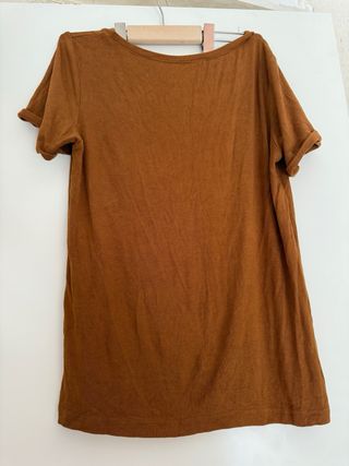 Camiseta Mango Marrón Manga Corta