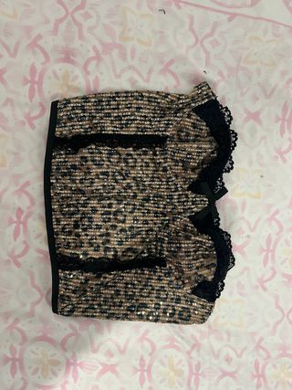 Top lentejuelas Shein leopardo negro dorado