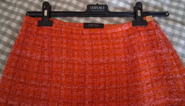 Falda Versace Naranja y Rosa Tweed