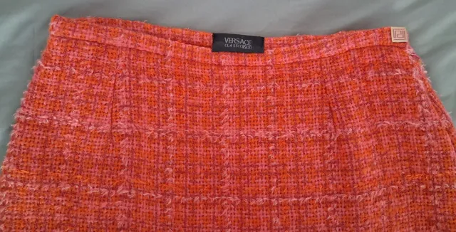 Falda Versace Naranja y Rosa Tweed