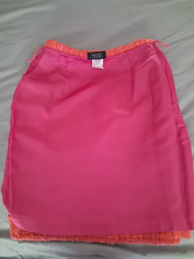 Falda Versace Naranja y Rosa Tweed