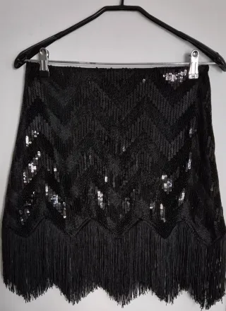 Falda Zara lentejuelas negra