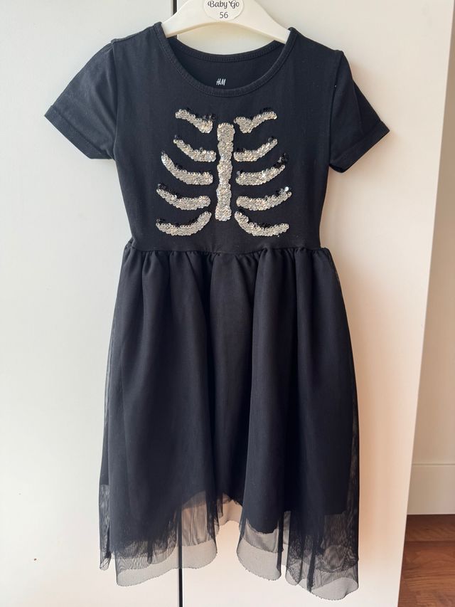 Vestido H&M Halloween Esqueleto Niña 104cm