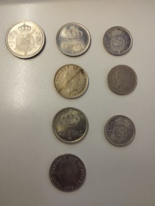 Lote monedas 50, 25 y 5 pesetas