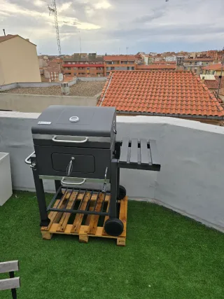 Barbacoa de carbón negra y plateada