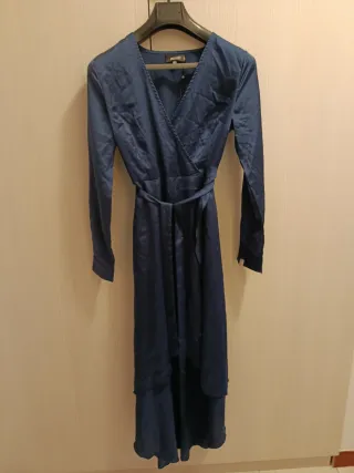 Abito lungo blu maniche lunghe