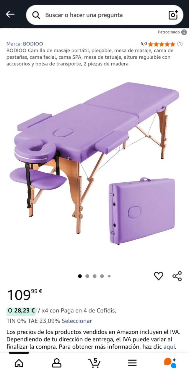 Camilla de masajes portátil