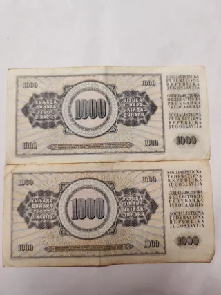 2 Banconote 1000 Dinari Jugoslavia 1981