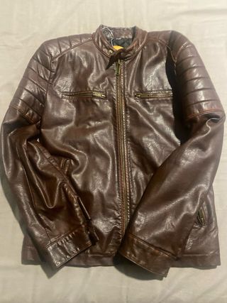 Cazadora Polipiel Zara Talla M Marrón