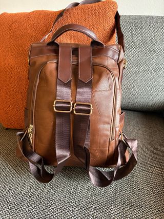 Zaino similpelle marrone antifurto