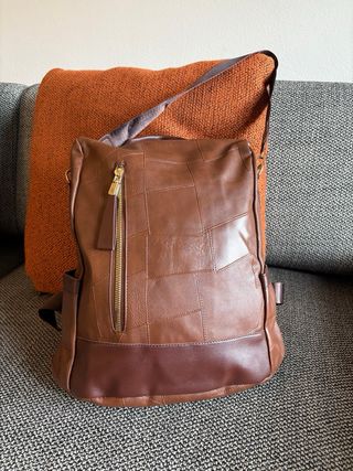 Zaino similpelle marrone antifurto