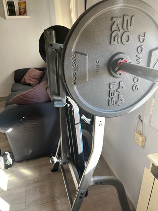 Banco de pesas con barra y 2 discos 20kg