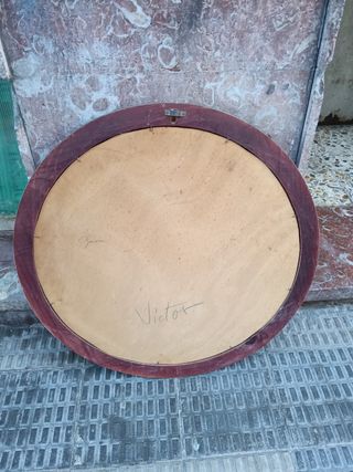 Espejo redondo Antiguo Madera color caoba-espejo