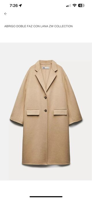 Abrigo lana oversize Zara camel talla única