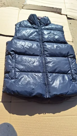 Chaleco reversible de plumas azul
