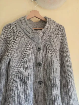 Gilet L XL svasato in maglia donna grigio lavorato